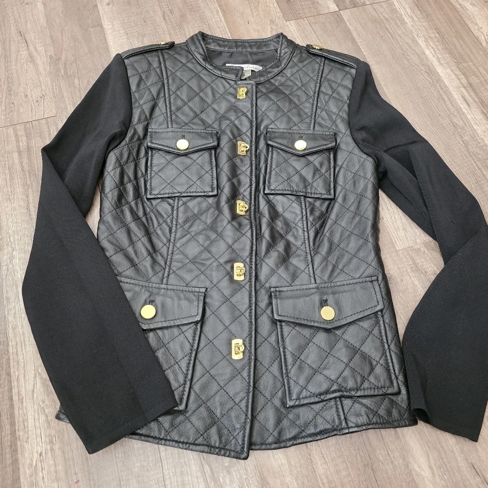 PETER NYGARD Black Quilted LEATHER JACKET Designer Whimsigoth Quiet Luxury Y2K - Picture 14 of 14